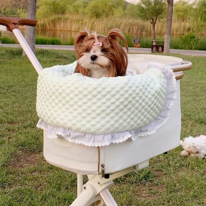Pet Stroller Anti-dirty Towel Cushion Pillow Pure Cotton Three-piece Set For Cats And Dogs Removable And Washable Pad - Image 1