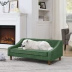 Durable Elevated Dog Sofa Bed,Pet Sofa With Modern Irregular Armrest Design,Comfortable Soft Dog Sofa - Image 4