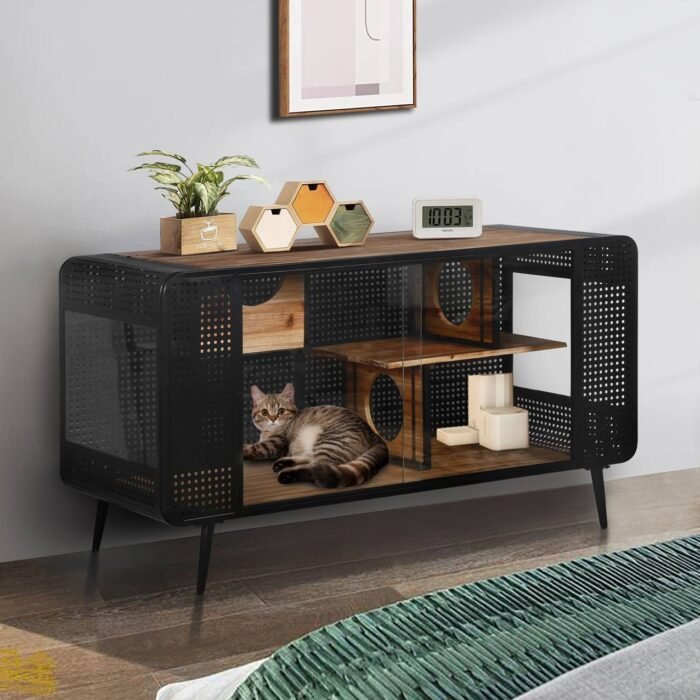 Spacious Cat House With Tempered Glass For Living Room, Hallway - Image 1