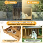60.2 Large Outdoor Dog House With Insulated Liner For Winter Waterproof Dog Kennel For Medium & Large Dogs, Dog House With Porch And Asphalt Roof And Elevated Floor, Nature - Image 7