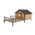Outdoor Large Wooden Cabin House Style Wooden Dog Kennel With Porch - Image 2