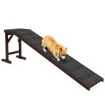 PawHut Dog Ramp For Bed, Pet Ramp For Dogs With Non-Slip Carpet And Top Platform, 74 X 16 X 25, Brown - Image 6