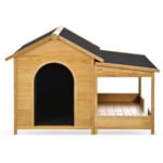 60.2 Large Outdoor Dog House With Insulated Liner For Winter Waterproof Dog Kennel For Medium & Large Dogs, Dog House With Porch And Asphalt Roof And Elevated Floor, Nature - Image 9