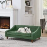 Durable Elevated Dog Sofa Bed,Pet Sofa With Modern Irregular Armrest Design,Comfortable Soft Dog Sofa - Image 3