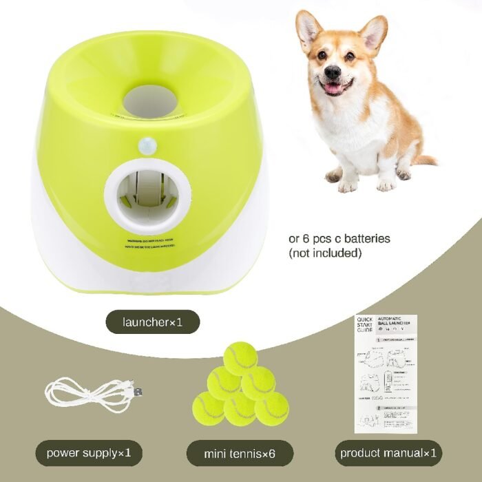 Only Supports Self Pickup  Dog Ball Thrower, Automatic Ball Launcher, Indoor-Outdoor Interactive Dog Toy With Three Scopes, Includes Balls And A Data Cable, Grey-Green - Image 3