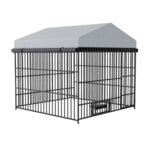 Large Dog Kennel Outdoor Pet Pens Dogs Run Enclosure Animal Hutch Metal Coop Fence With Roof Cover 6.6L X 6.6W X 6.4H - Image 7