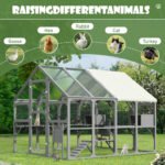Large Catio Outdoor Cat Enclosure For Multiple Kittens, Wooden Cat House With 5 Platforms, 2 Resting Boxes, 1 Bridge And 1 Ramp, Walk In Kitty Cage Kennel With Sunshine Board Roof, Gray - Image 6
