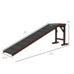 PawHut Dog Ramp For Bed, Pet Ramp For Dogs With Non-Slip Carpet And Top Platform, 74 X 16 X 25, Brown - Image 7