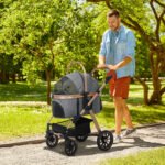 3 In 1 Dog Stroller With Detachable Cabin, 4 Wheel Folding Lightweight Pet Stroller For Small Dogs, Gray - Image 4