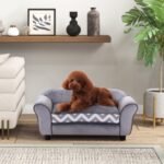 PawHut Dog Sofa Bed For XS-Sized Dogs, Cat Sofa With Soft Cushion, Pet Chair Lounge With Washable Cover, Removable Legs, Wooden Frame - Image 7