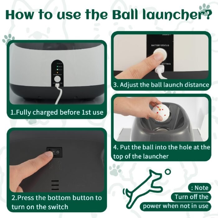 Only Supports Self Pickup  Dog Ball Thrower, Automatic Ball Launcher, Indoor-Outdoor Interactive Dog Toy With Three Scopes, Includes Balls And A Data Cable, Grey-Green - Image 9