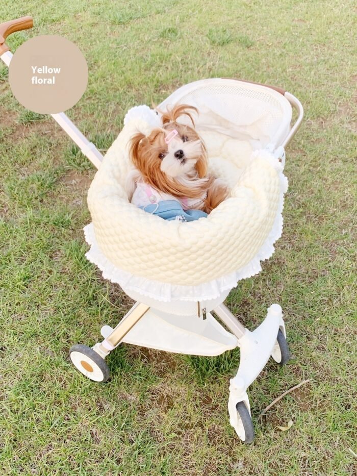 Pet Stroller Anti-dirty Towel Cushion Pillow Pure Cotton Three-piece Set For Cats And Dogs Removable And Washable Pad - Image 3