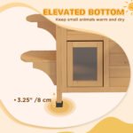 2-Story Wooden Outdoor Cat House Feral Shelter With Escape Door Asphalt Roof 4 Platforms Natural - Image 2