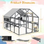 Extra Spacious Catio Outdoor Cat Haven, 110 Inch Luxury Cattery With Weather-Resistant Roof, Cat Climbing Ramp, Space Pod Bed, 2 Lounging Huts - Image 4