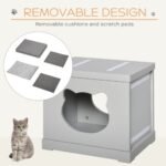 PawHut Cat House Bed Kitten Cave Cube Indoor For Small Pet With Removable Sisal Scratching Pads Soft Cushions, 41x30x36 Cm, Grey - Image 3