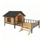 Outdoor Large Wooden Cabin House Style Wooden Dog Kennel With Porch - Image 5