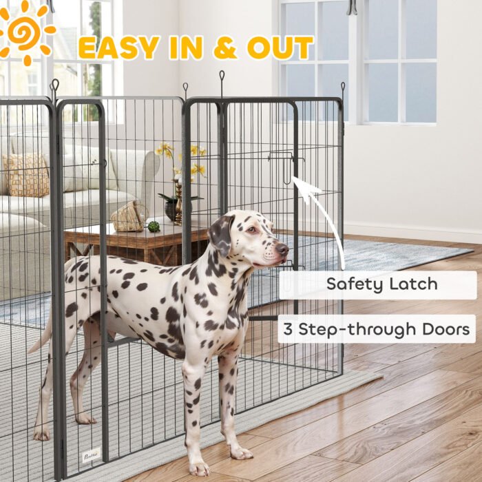 Dog Playpen For Indoor Outdoor, 24 Panels 44.5 H Puppy Playpen With Lockable Door, DIY Shape Pet Exercise Fence, Black - Image 5