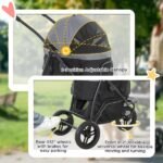 3 In 1 Pet Jogging Stroller For Small Dogs And Cats With Detachable Carrier, Storage Basket, Gray - Image 5