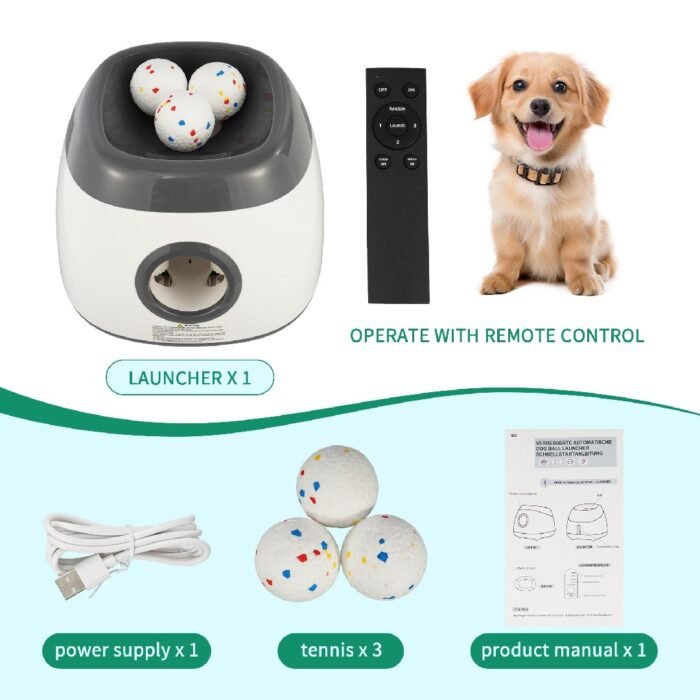Only Supports Self Pickup  Dog Ball Thrower, Automatic Ball Launcher, Indoor-Outdoor Interactive Dog Toy With Three Scopes, Includes Balls And A Data Cable, Grey-Green - Image 6